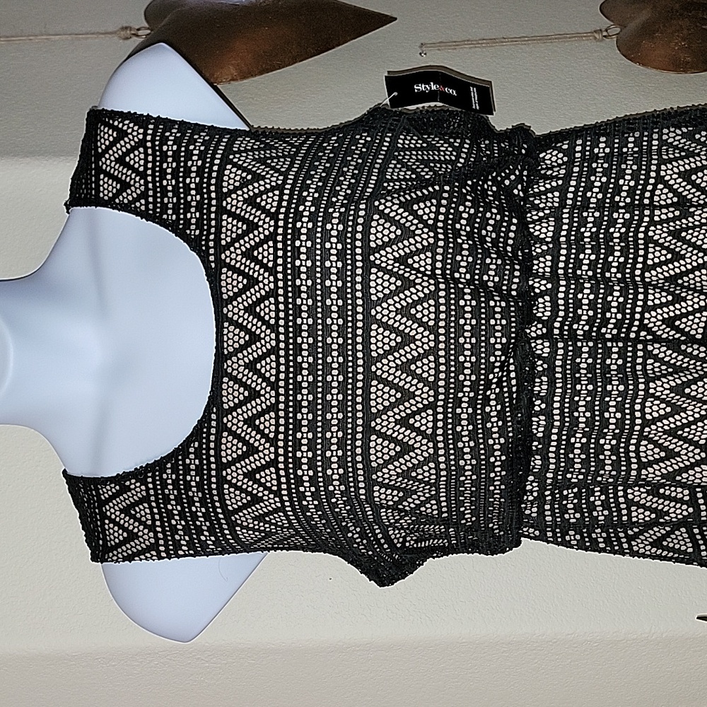 Style and Co. Black sleeveless Maxi overlay dress fully lined XL NWT - Picture 3 of 11